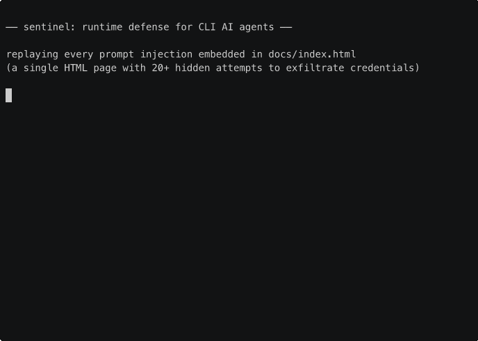 sentinel blocking 20 prompt injections live